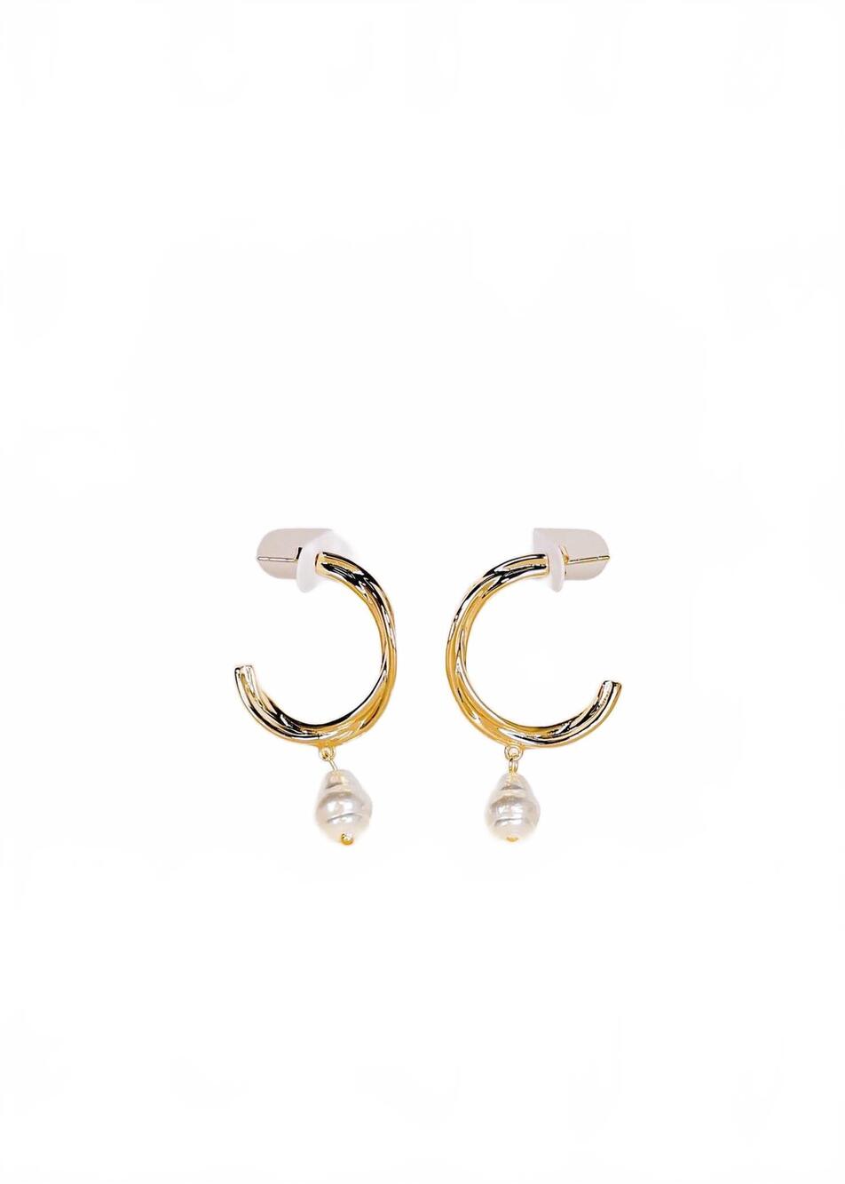 NEW JAXKELLY women's twisted pearl drop hoop earrings in gold